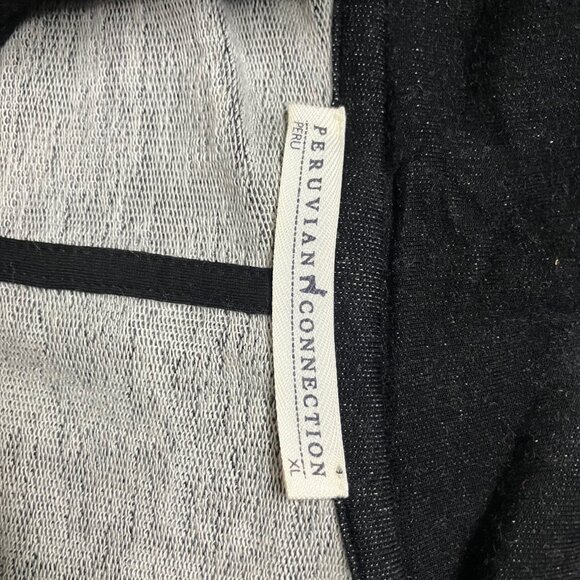 Peruvian Connection Black Open Front Cardigan Jacket Size XL - Picture 5 of 7